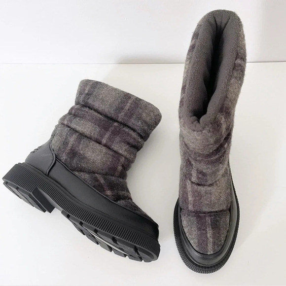 NEW Franco Sarto Jenze Cold Weather Boots Womens Size 7M Gray Plaid - Picture 1 of 10